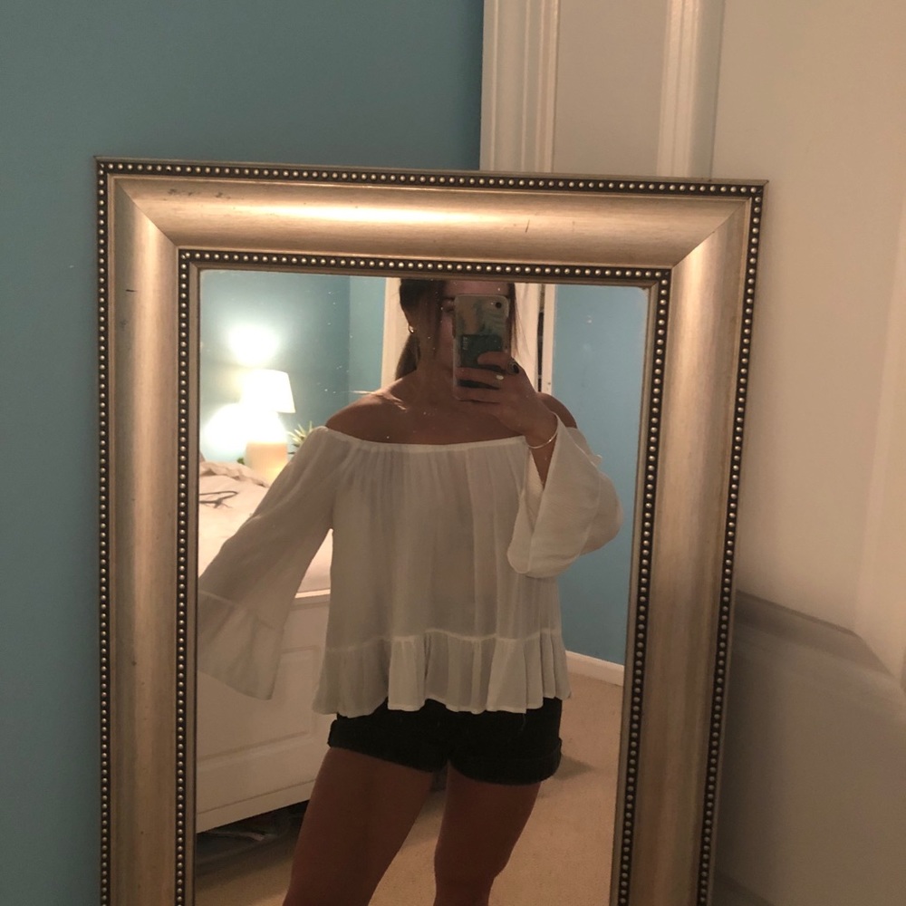 White off the shoulder long sleeve